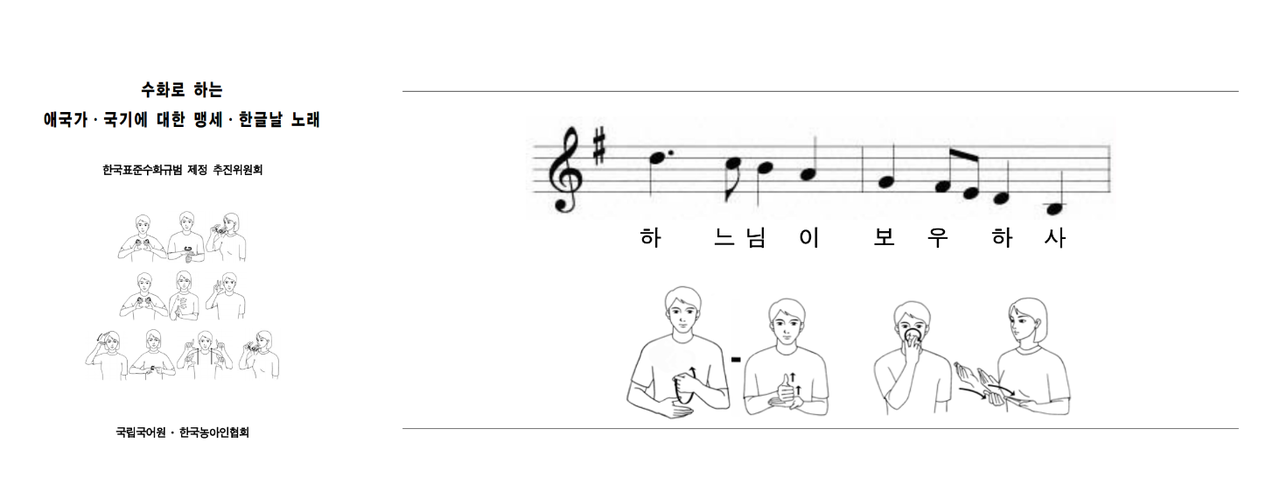 표준수화규범 제정 추진위원회의 ‘수화로 하는 애국가’에 게재된 ‘하느님’의 수화표현
