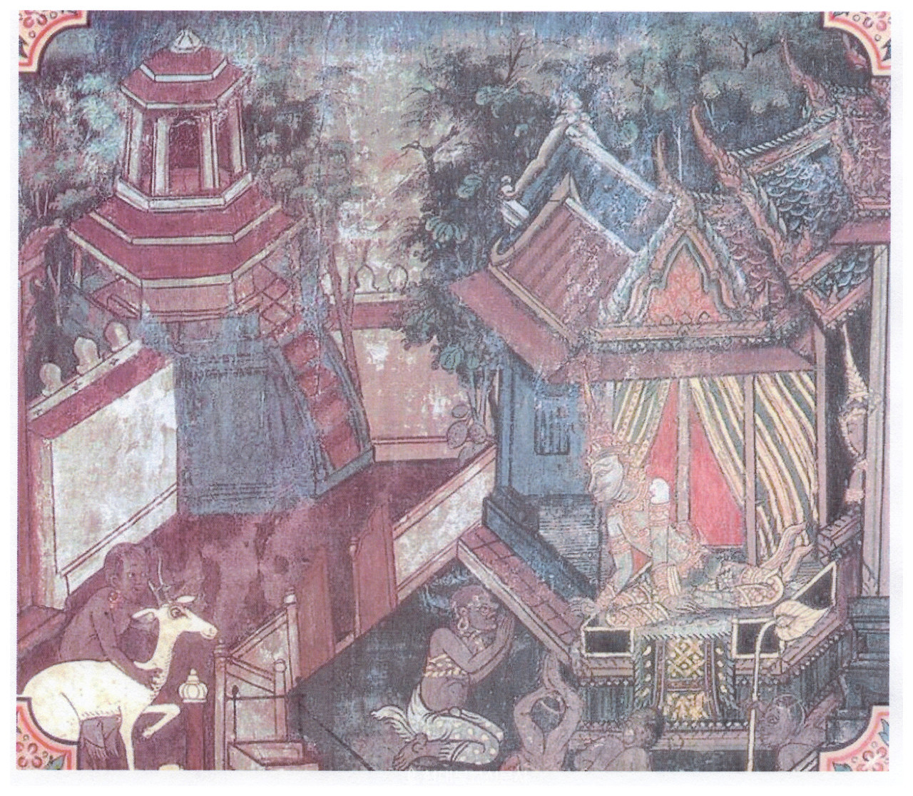 그림② 15세기 조성된 태국 왓 크루아완 와라위한 '루루 자타카'의 부분.