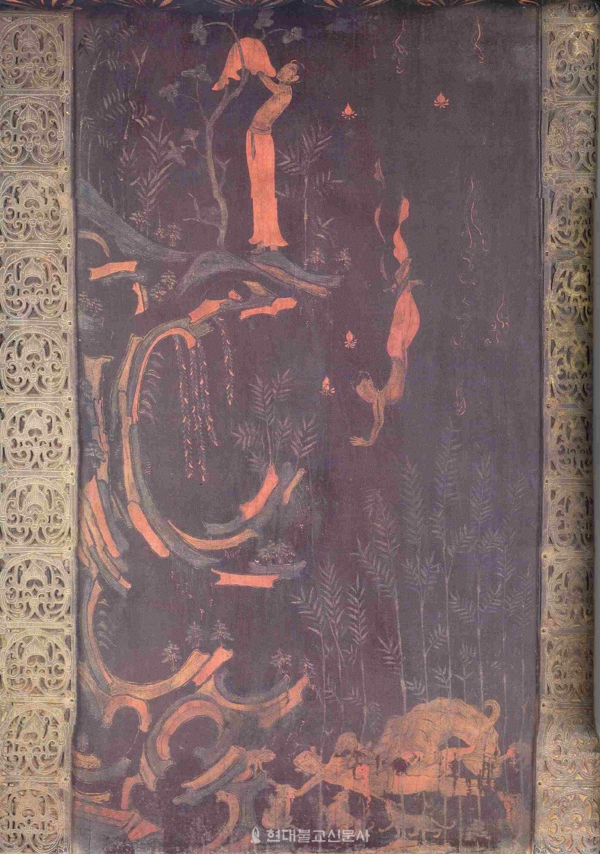 일본 법륭사 옥충주자에 있는 ‘사신사호 본생도’. 6세기에 조성됐다.