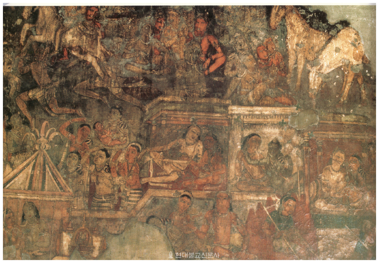 인도 아잔타석굴 17굴에 조성된 〈싱할라 아바다나〉. 5세기 후반에 만들어졌다.