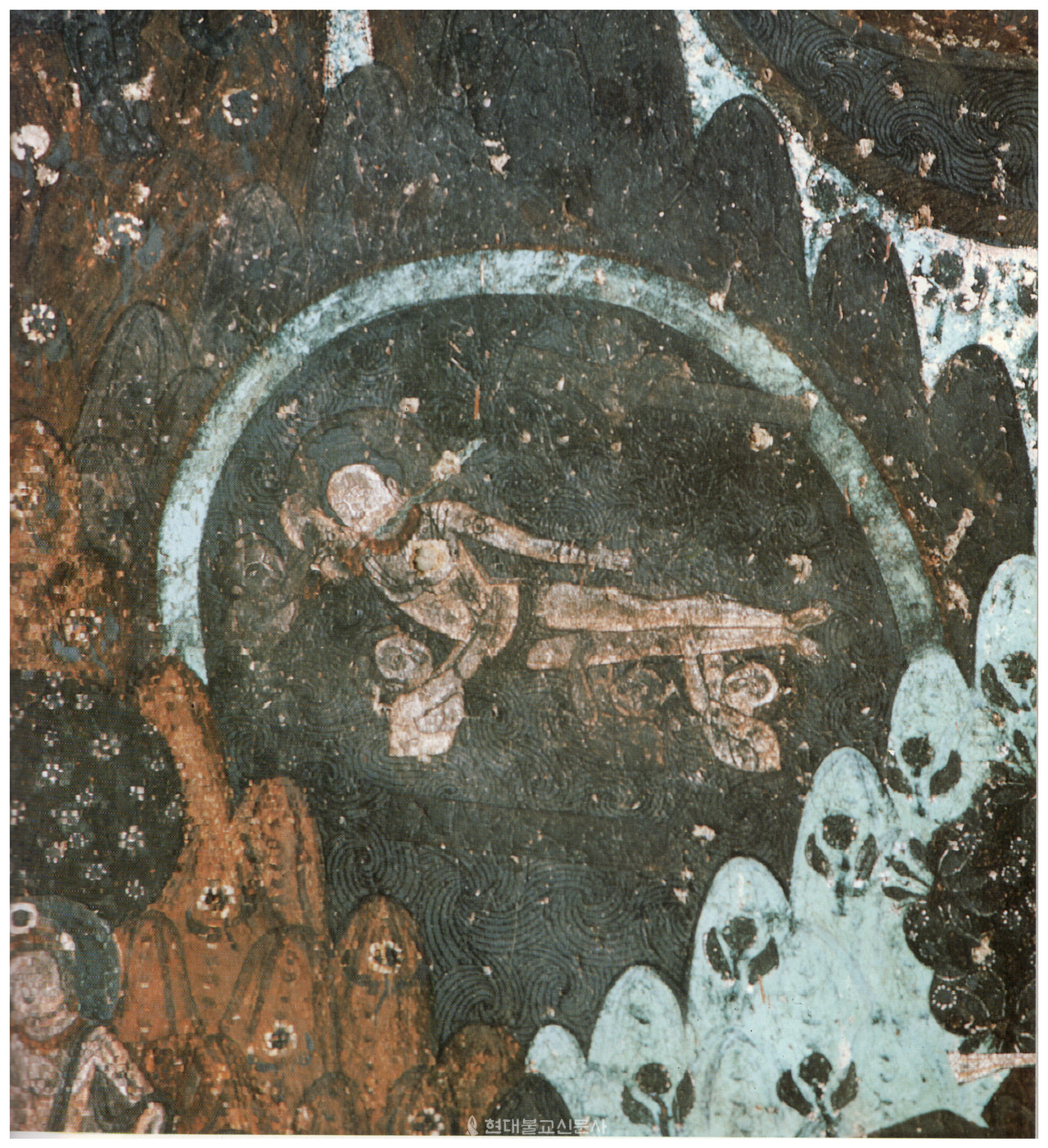 쿠차 키질석굴에 그려진 벽화 〈늑나사야 본생도〉. 4세기 중엽에서 5세기 말에 조성됐다.