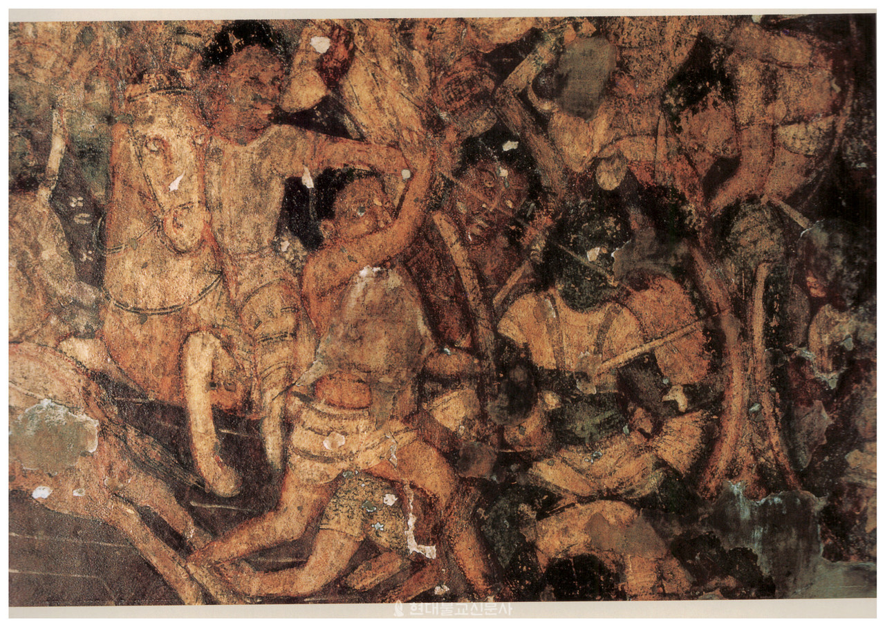 그림③ 5세기 후반에 조성된 아잔타 석굴 17굴의 〈마하 수타소마 자타카〉 벽화.