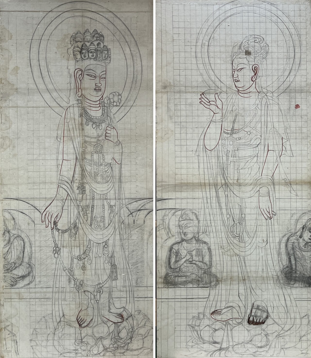 불교중앙박물관에 기증된 박생광 화백의 보살상 밑그림 2점. 