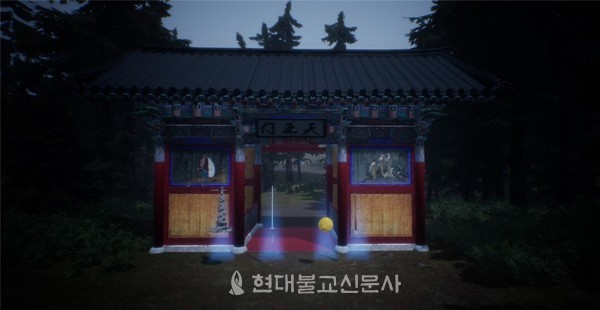 3D 모델링을 통해 구현된 천왕문과  사천 왕들의 신물들.