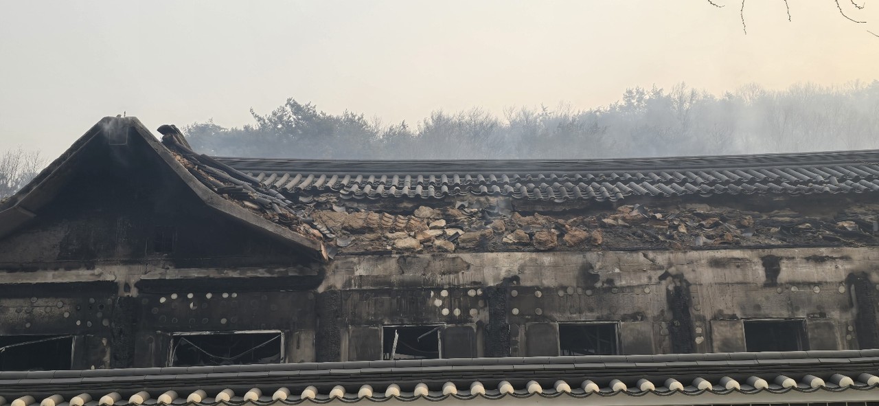 3월 26일 의성 고운사 산불 피해 현장 모습. 사진=오심 스님