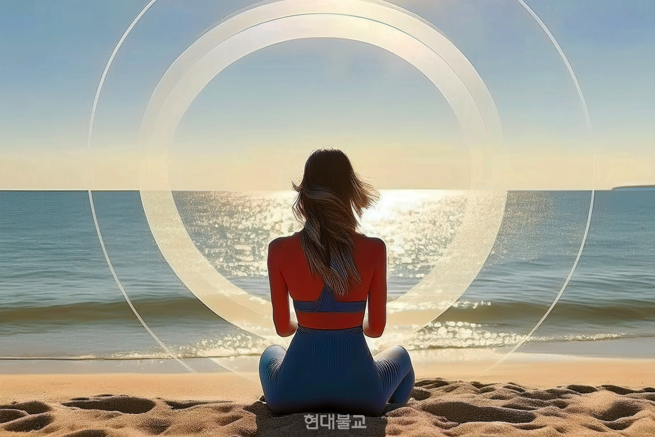 의식이 작은 ‘나’로부터 분리되고, 크나큰 바탕 자리(허공)로의 전환이 일어난다. ⓒ강소연