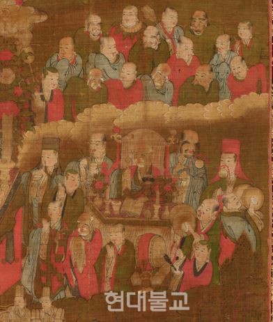 조문(祖文), ‘감로도’ 세부, 조선, 1580년, 족자, 삼베에 채색, 화면 142.5 × 111.3 cm, 개인 소장. 