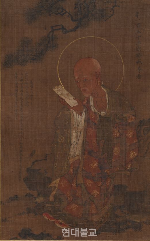 향림사’명 제153덕세위존자도, 조선 1562년, 비단에 수묵담채, 화면 44.5×28.5cm, 미국 LA 카운티 미술관 소장. 사진=LA 카운티 미술관
