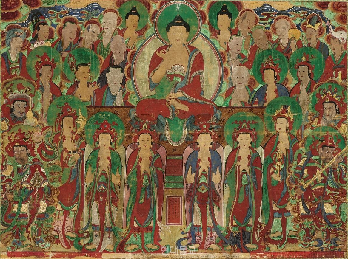 아미타불회도(阿彌陀佛會圖), 조선 1831년, 족자, 비단에 채색, 화면 134.8×183.3㎝, 국립중앙박물관.사진=emuseum
