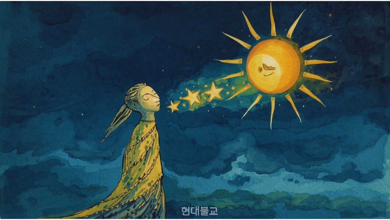 해당 삽화는 진우 스님 한글 선명상 게송을 생성형 AI에 입력해 제작했습니다.