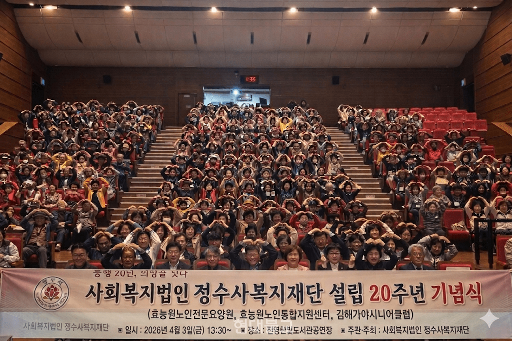 사회복지법인 정수사 복지재단은 4월 3일 진영한빛도서관 공연장에서 설립 20주년 기념행사를 개최했다.